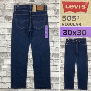 NWT Levis 505 Regular Mens Size 30 x 30 Straight Leg Stretch Denim Jeans